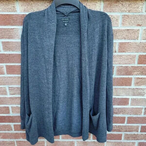 Talbots Tunic Open Front Sweater Women's Size XS Grey Pure Merino Wool